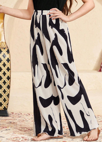 Черно-белые кэжуал демисезонные прямые брюки SHEIN