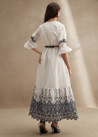 Білий святковий сукня кльош SHEIN з малюнком