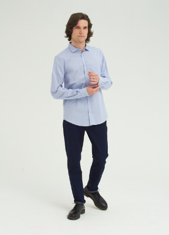 Голубой кэжуал рубашка SELA с длинным рукавом