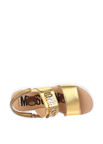 Золотые босоножки Moschino с логотипом