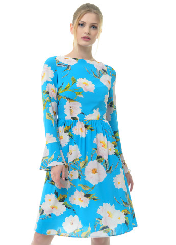 Голубое кэжуал платье Arefeva с цветочным принтом