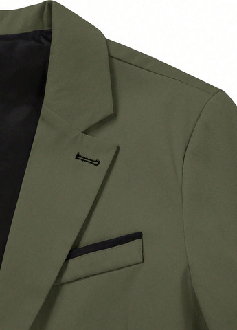 Оливковий (хакі) демісезонний костюм (піджак, штани) брючний SHEIN