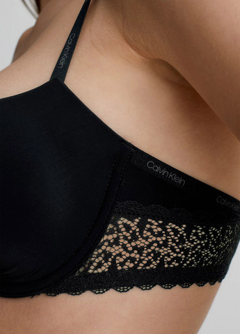 Чёрный балконет бюстгальтер Calvin Klein с косточками полиамид