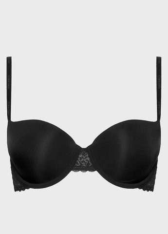 Чёрный балконет бюстгальтер Calvin Klein с косточками полиамид