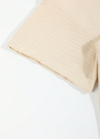 Светло-бежевая классическая, кэжуал рубашка однотонная SHEIN