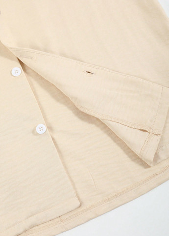 Светло-бежевая классическая, кэжуал рубашка однотонная SHEIN