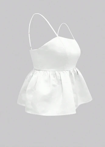 Біла блуза з баскою SHEIN