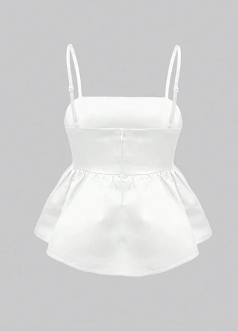 Біла блуза з баскою SHEIN