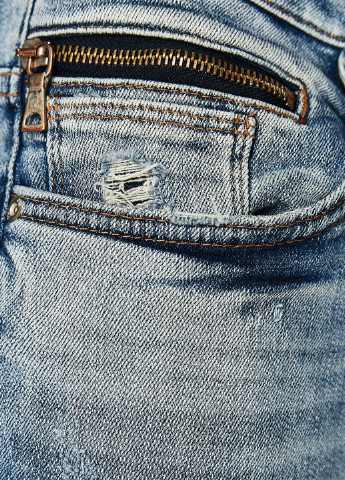 Темно-голубые демисезонные со средней талией джинсы Zara