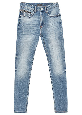 Темно-голубые демисезонные со средней талией джинсы Zara