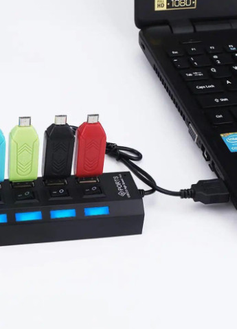 Хаб USB на 4 порта UKC HSM-50170 с выключателями и подсветкой XO (252876741)