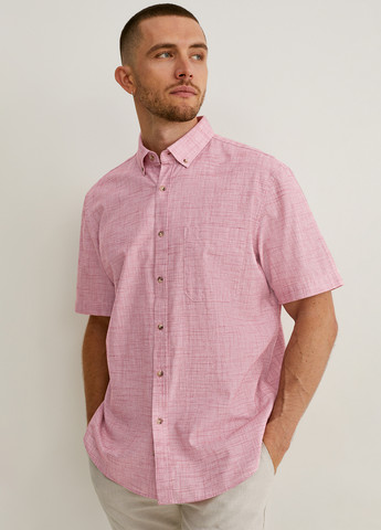 Светло-розовая кэжуал рубашка однотонная C&A