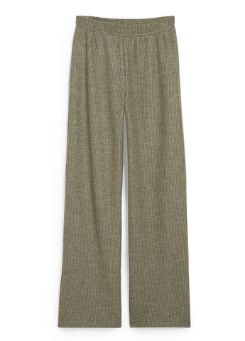 Серо-зеленые кэжуал демисезонные прямые брюки C&A