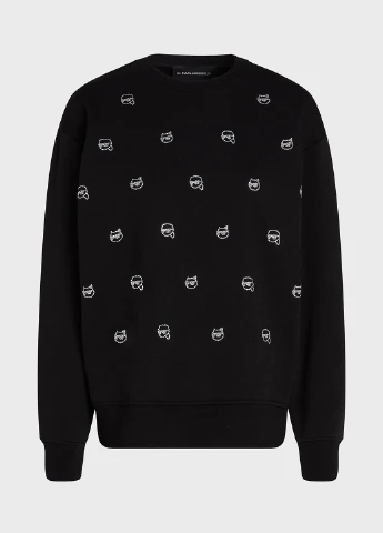 Черный свитшот Karl Lagerfeld логотип без декора (315851787)