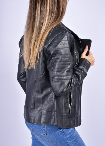 Черная демисезонная куртка косуха женская экокожа Nobrend