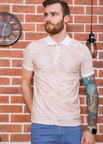 Бежевая мужская футболка поло Ager с цветочным принтом
