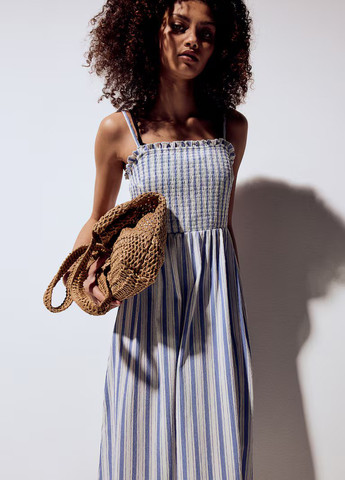 Блакитна кежуал сукня кльош H&M в смужку