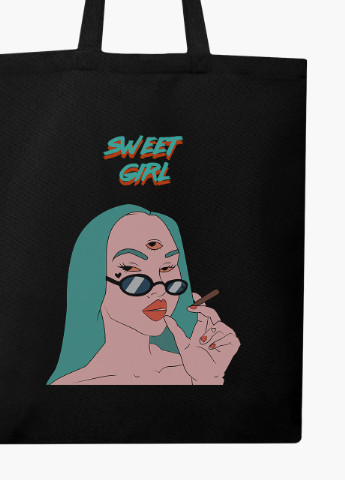 Еко сумка шоппер черная Милая девушка Диджитал Арт (Sweet girl Digital art) (9227-1638-BK) MobiPrint (236391105)