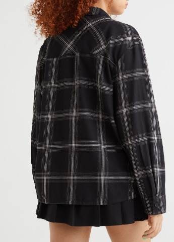 Черная кэжуал рубашка в клетку H&M