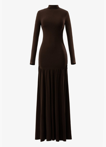 Коричнева кежуал сукня кльош, сукня-водолазка Gepur однотонна