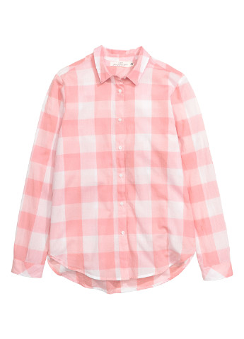Светло-розовая кэжуал рубашка в клетку H&M