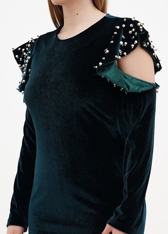 Изумрудное кэжуал, коктейльное платье футляр Sassofono однотонное