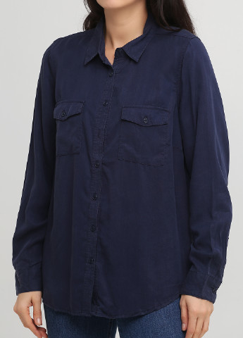 Темно-синяя кэжуал рубашка однотонная New look.