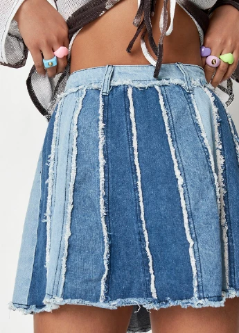 Синяя джинсовая однотонная юбка Missguided а-силуэта (трапеция)