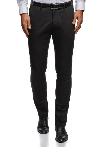 Черные классические демисезонные со средней талией брюки Oodji