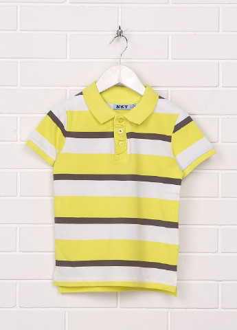 Лимонная детская футболка-поло для мальчика Kiabi в полоску