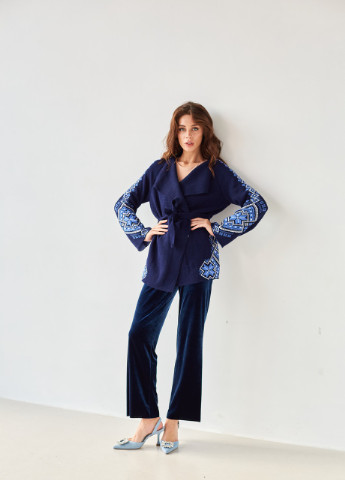 Кардиган Христина синій з волошковим + білим MEREZHKA (254774420)