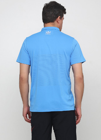 Голубой футболка-поло для мужчин adidas с логотипом