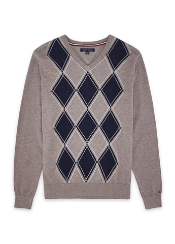 Кофейный демисезонный пуловер пуловер Tommy Hilfiger