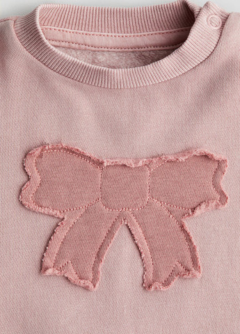 H&M світшот однотонний рожево-ліловий кежуал бавовна, трикотаж з начосом