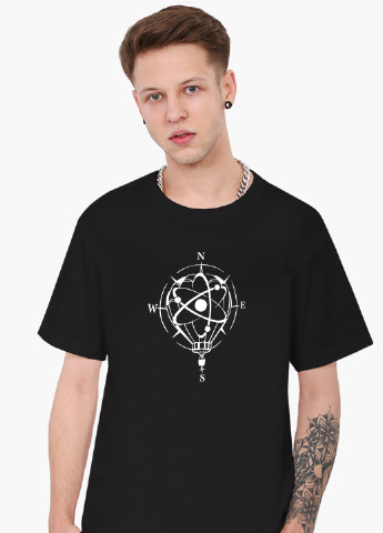 Черная футболка мужская компас роза ветров (rose of wind) (9223-2040-1) xxl MobiPrint