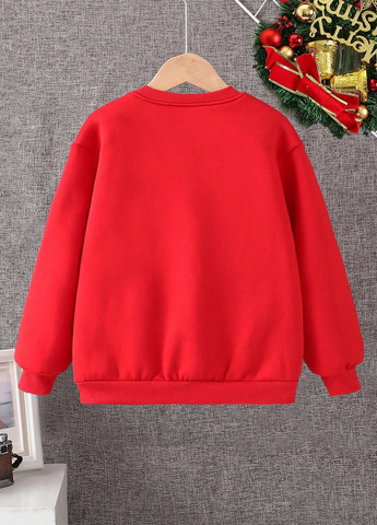 SHEIN свитшот новогодний красный кэжуал полиэстер, трикотаж с начесом