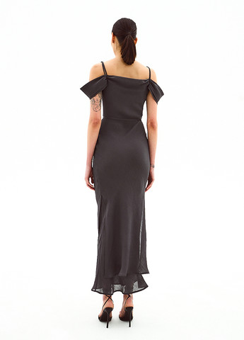 Сіро-коричнева кежуал сукня з відкритими плечима BGL однотонна