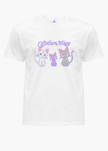 Біла демісезонна футболка дитяча луна кошки сейлор мун (anime sailor moon cats) білий (9224-2920) 164 см MobiPrint