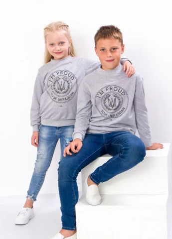 Серый свитшот детский “family look” Носи своє украинская символика (253857955)