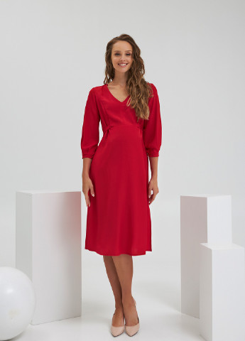 Красное коктейльное платье Dianora однотонное