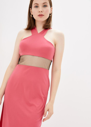 Малиновое кэжуал женское платье amandin Podium однотонное