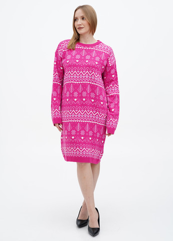 Малиновое кэжуал платье платье-свитер Boohoo с орнаментом