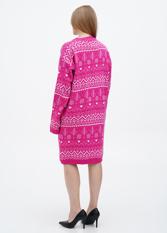Малиновое кэжуал платье платье-свитер Boohoo с орнаментом
