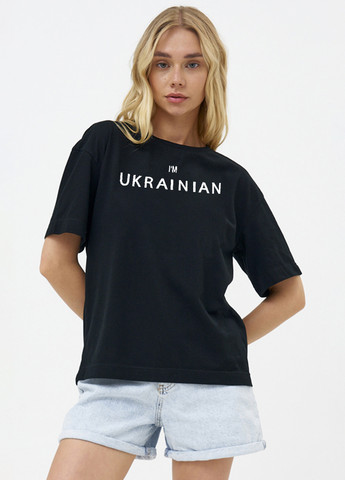 Черная летняя футболка женская оверсайз i'm ukrainian black KASTA design