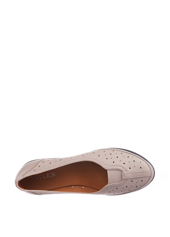 Женские балетки VITLEN | бежевые однотонные перфорация натуральная кожа (281602396)