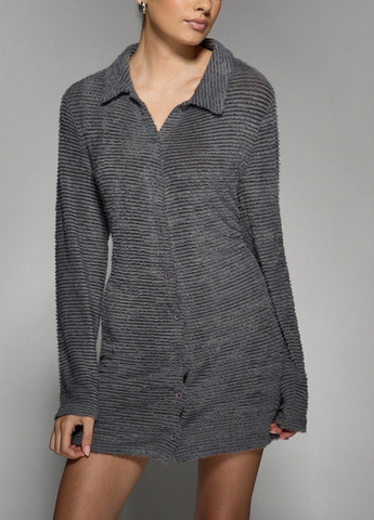 Серое кэжуал платье рубашка SHEIN однотонное