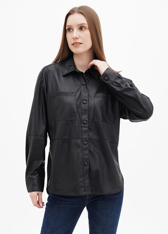Черная кэжуал рубашка однотонная S.Oliver