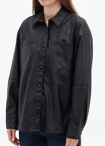 Черная кэжуал рубашка однотонная S.Oliver