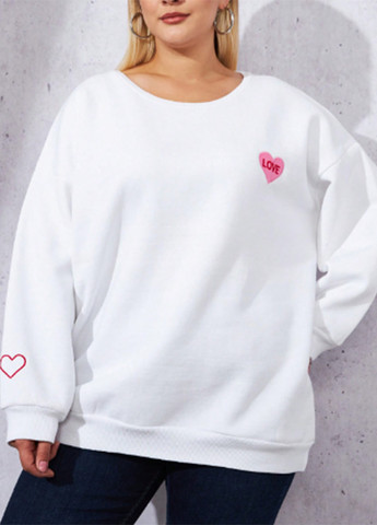 Белый свитшот SHEIN однотонный вышивка (327884473)