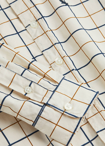 Светло-бежевая кэжуал рубашка в клетку H&M с длинным рукавом